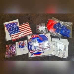 New 25+ Piece Patriotic USA July 4th Independence Party Supplies Temp Tattoos